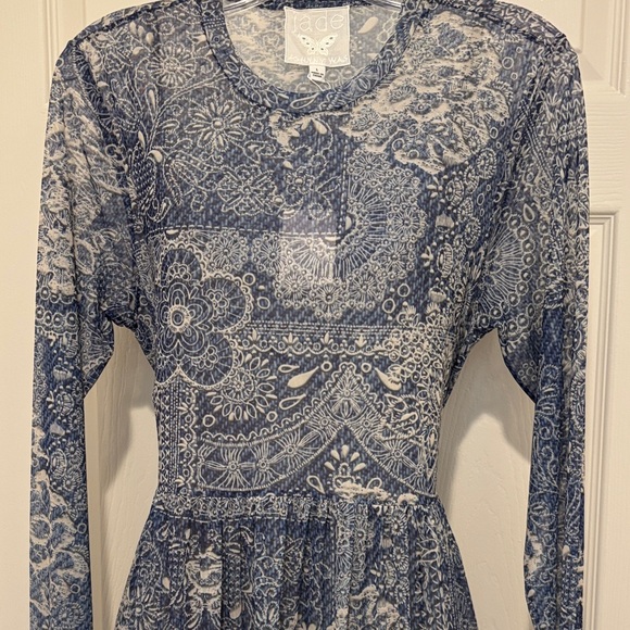 Johnny Was Navy Floral Long Sleeve Dress - Picture 11 of 12